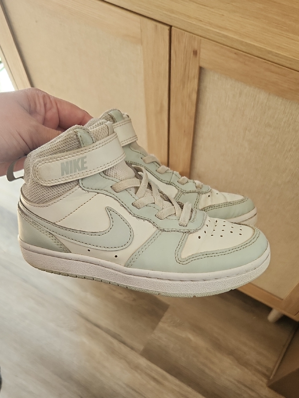 Nike Kids High-Top Sneakers in Mint Green and White